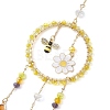 Alloy Enamel Bee Flower & Glass Beads Ring Pendant Decorations HJEW-TA00240-4