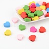 Mixed Color Heart Natural Wood Beads Nice for Children's Day Jewelry Making X-TB109Y-1