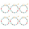 Brass Enamel Evil Eye Link Bracelets BJEW-NB0001-03-1
