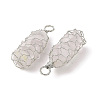 Rack Plating Copper Wire Wrapped Natural Quartz Crystal Chip Big Pendants G-C130-01P-03-2