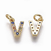Brass Micro Pave Cubic Zirconia Charms ZIRC-L070-38V-G-2