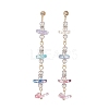 Natural Quartz Crystal & Glass Butterfly Beaded Dangle Stud Earrings EJEW-JE05197-1