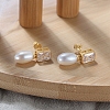 Teardrop Natural Pearl Ear Studs for Women EJEW-P231-13G-3