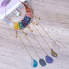 Chakra Theme Copper Wire Wrapped Natural & Synthetic Gemstone Moon Hanging Ornaments PW-WG68707-01-3