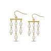 304 Stainless Steel & Plastic Pearl Oval Bead Tassel Chandelier Earrings for Women WGBEBE0-01-5