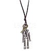 Adjustable Men's Zinc Alloy Pendant and Leather Cord Lariat Necklaces NJEW-BB15999-9