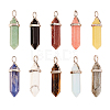 10Pcs 10 Style Natural & Synthetic Gemstone Pointed Pendants G-CJ0001-72-4