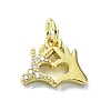 Heart Theme Brass Micro Pave Cubic Zirconia Charms KK-H475-56G-02-1