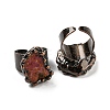 Irregular Oval Natural Ruby Open Cuff Rings RJEW-M157-17R-2