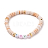 Polymer Clay Heishi Beads Stretch Bracelets BJEW-JB05711-04-2