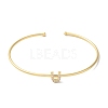Rack Plating Brass Micro Pave Clear Cubic Zirconia Letter Open Cuff Bangles BJEW-A018-01G-U-2