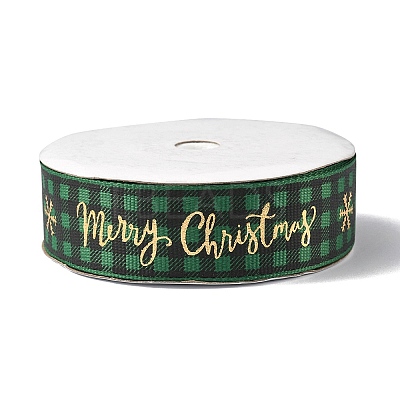 1 Roll Merry Christmas Printed Polyester Grosgrain Ribbons OCOR-YW0001-05A-1