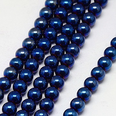 Electroplate Non-magnetic Synthetic Hematite Beads Strands G-J169A-6mm-03-1