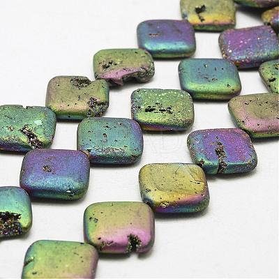 Electroplated Natural Druzy Geode Crystal Beads Strands G-N0252-30x30mm-01-1