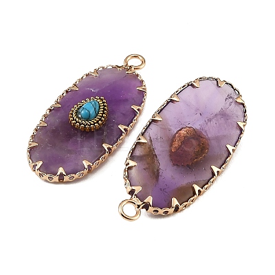 Natural Amethyst & Synthetic Turquoise Carved Pendants GG-CBA5963-02H-1