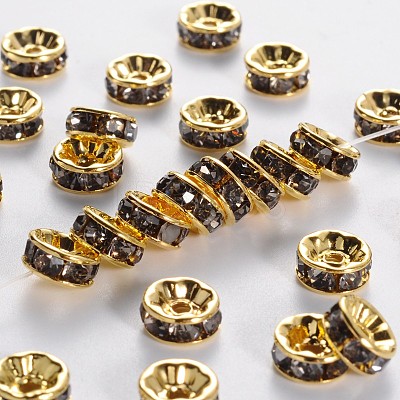 Brass Grade A Rhinestone Spacer Beads RSB034NF-03G-1