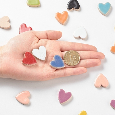 Heart Mosaic Tiles Porcelain Cabochons DIY-P045-10-1