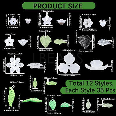 420Pcs 12 Styles Acrylic Pendants TACR-PA0001-06-1