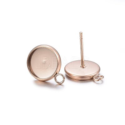 Ion Plating(IP) 304 Stainless Steel Stud Earring Settings STAS-H467-08RG-10mm-1