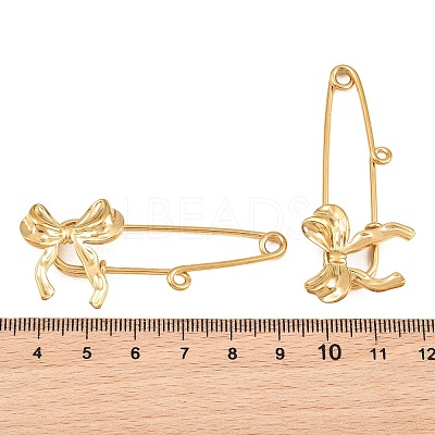 Bowknot 304 Stainless Steel Safety Pins Brooch Findings SA-CBA098D-12A-G-1