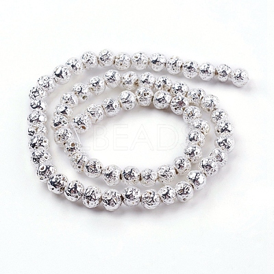 Electroplated Natural Lava Rock Bead Strands G-E429-01-4mm-S-1