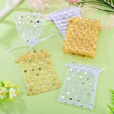 20Pcs 2 Colors Hot Stamping Polka Dot Organza Jewelry Drawstring Bags ABAG-TADJ0001-06C-1