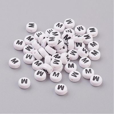 Acrylic Horizontal Hole Letter Beads X-PL37C9070-M-1