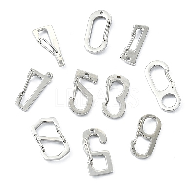 10Pcs 10 Styles 304 Stainless Steel Keychain Clasp Findings FIND-CJ0002-80-1