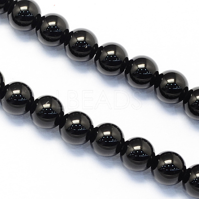 Round Natural Dyed & Heated Black Onyx Beads Strands G-S119-6mm-1