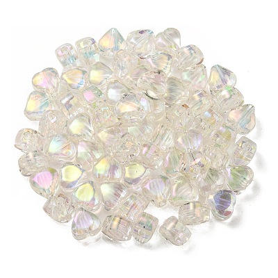 UV Plating Rainbow Iridescent Acrylic Beads OACR-F004-05G-1