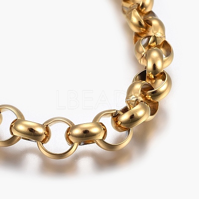 Ion Plating(IP) 304 Stainless Steel Rolo Chain Bracelets BJEW-L634-03B-G-1
