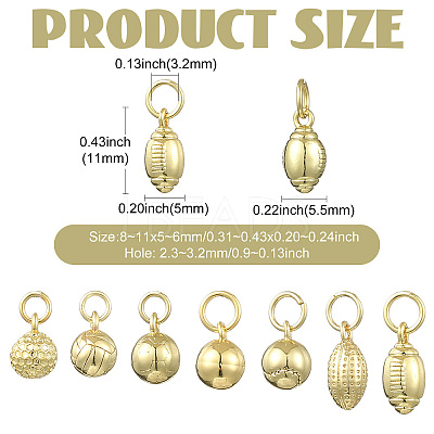 21Pcs 7 Styles Brass Pendants KK-CJ0005-83-1