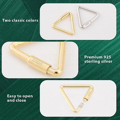 2Pcs 2 Colors 925 Sterling 2Pcs 2 Colors 925 Sterling Silver Locking Carabiner STER-GA0001-04A-1