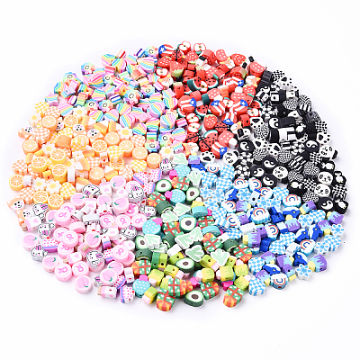 35Pcs 5 Styles Handmade Polymer Clay Beads CLAY-YW0002-11-1