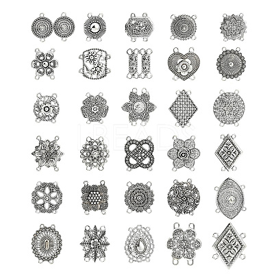 60Pcs 30 Styles Tibetan Style Zinc Alloy Multi-Strand Links FIND-CJ0003-63-1