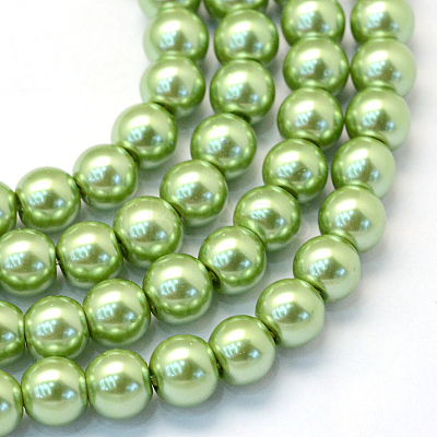 Baking Paint Pearlized Glass Pearl Round Bead Strands HY-Q003-10mm-26-1