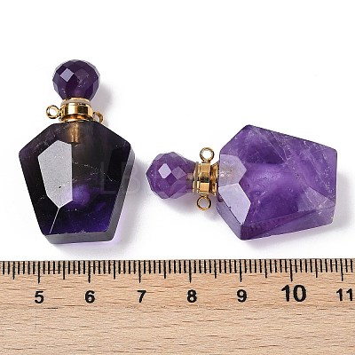Natural Amethyst Openable Perfume Bottle Pendants G-I381-02G-01-1
