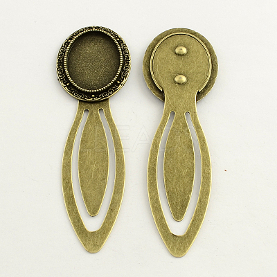 Iron Bookmark Cabochon Setting PALLOY-S033-36AB-NR-1