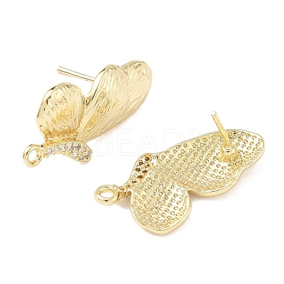 Brass Micro Pave Clear Cubic Zirconia Stud Earring Findings LS-KK-Z106-02G-06-1