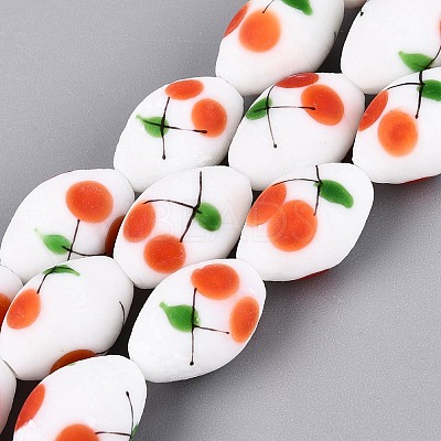 Frosted Handmade Lampwork Beads Strands LAMP-N037-03F-1