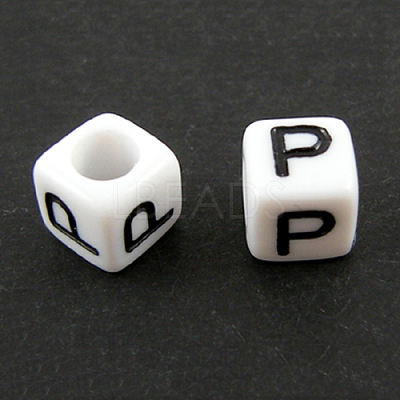 Letter Acrylic European Large Hole Beads X-OPDL-R050-10mm-P-1