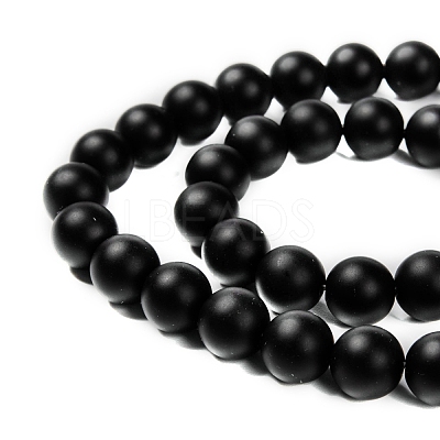 Natural Black Agate Beads Strands X-G-D543-10mm-1