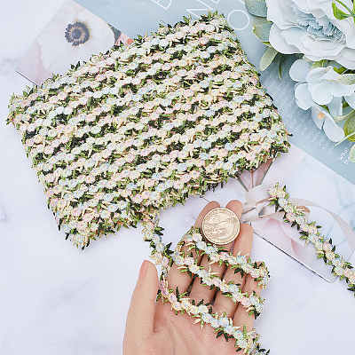 15 Yards Flower Polyester Embroidery Lace Ribbon OCOR-WH0070-77B-1