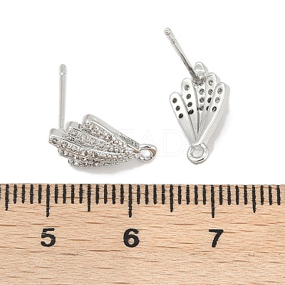 Brass Micro Pave Cubic Zirconia Stud Earring Findings KK-Z094-13P-1