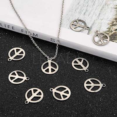 Tarnish Resistant Peace Sign 201 Stainless Steel Pendants STAS-R071-20-1