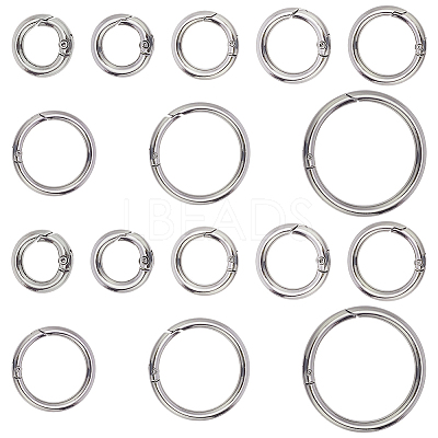 16Pcs 8 Styles Alloy Spring Gate Rings FIND-PH0007-80P-1