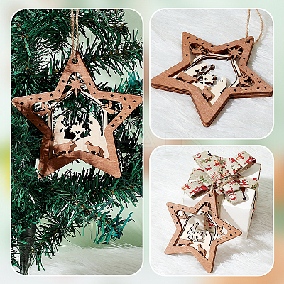 Wood Pendants FIND-WH0162-09-1