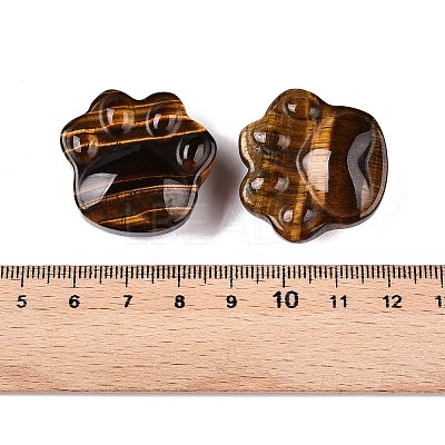 Natural Tiger Eye Cat Paw Print Figurines DJEW-N003-03D-1