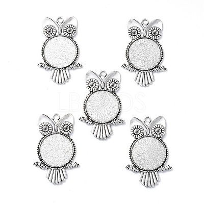 Tibetan Style Alloy Pendant Rhinestone Cabochon Settings TIBEP-4494-AS-FF-1