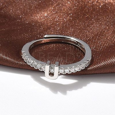 S925 Sterling Silver Adjustable Letter Rings for Women RJEW-M068-01P-U-1